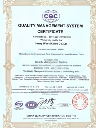 Certification-ISO-Huaqi cable